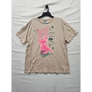 David Bowie Womens Lets Dance Graphic Tee Tan Cotton Relaxed Size Large